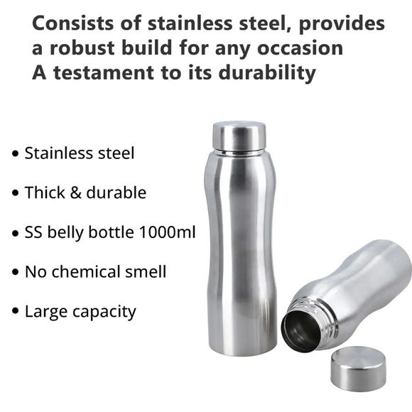 Homesmart Set of 2 Stainless Steel Belly Bottle 1 liter - Picture 1 of 7